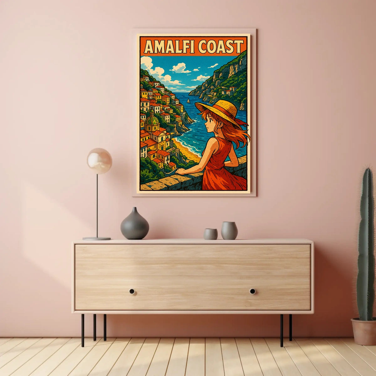 Amalfi Coast Illustration Poster Museum Quality Print