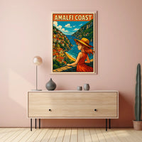 Amalfi Coast Illustration Poster Museum Quality Print