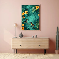 Tropical Birds in Lush Jungle Animal Poster