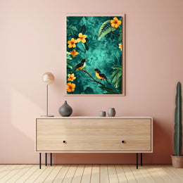 Tropical Birds in Lush Jungle Animal Poster