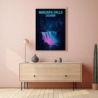 Futuristic Neon Niagara Falls Art Print - Futuristic Sci-Fi Poster