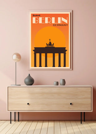 Brandenburg Gate Vintage Travel Print: Iconic Berlin Landmark Poster