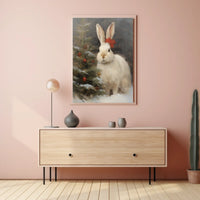 Festive Rabbit And Christmas Tree Poster