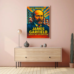 James A. Garfield 20th President of the United States Colorful Comic Book Style Poster