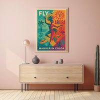 Aruba Travel Tropical Retro Artistic Poster