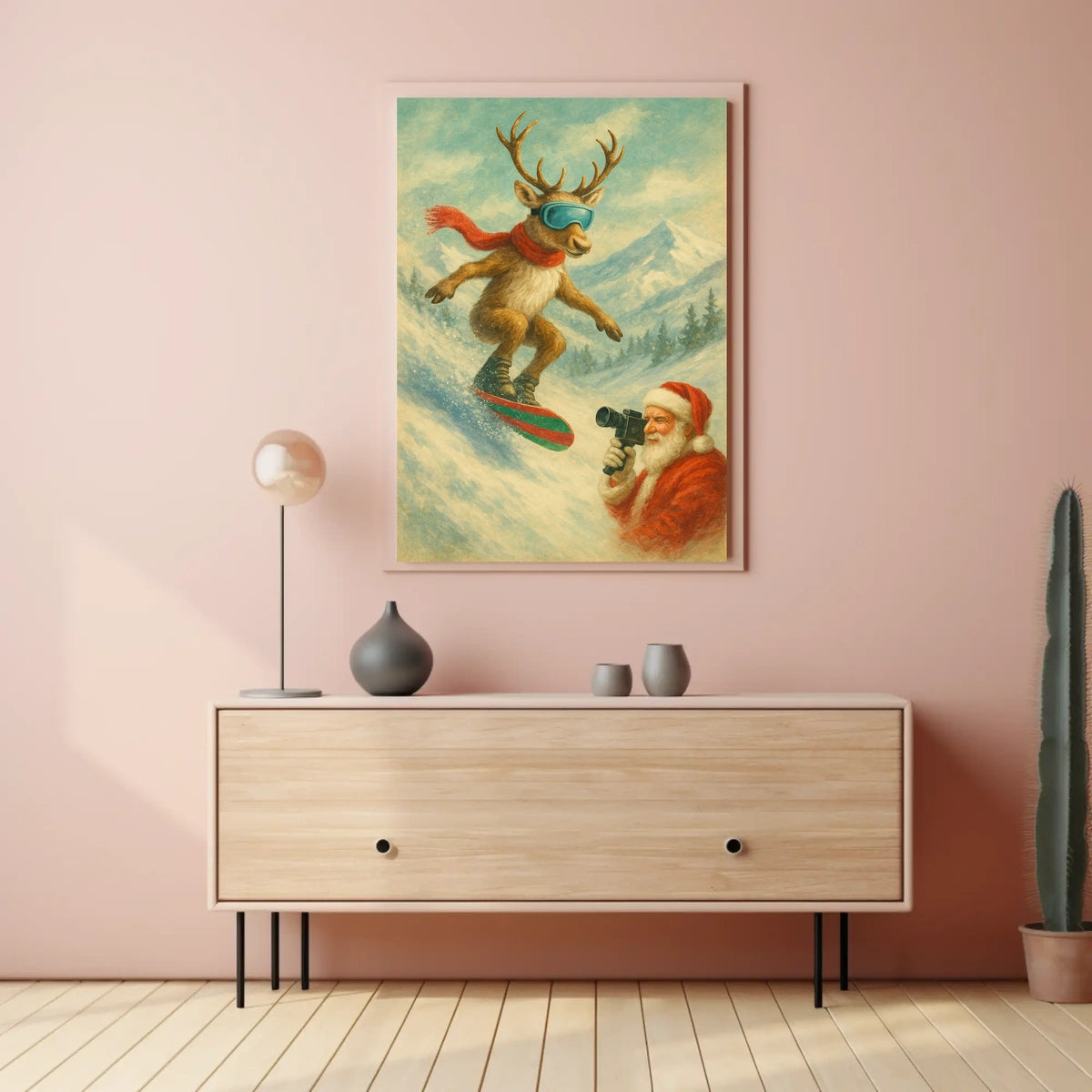 Reindeer On The Slopes Poster