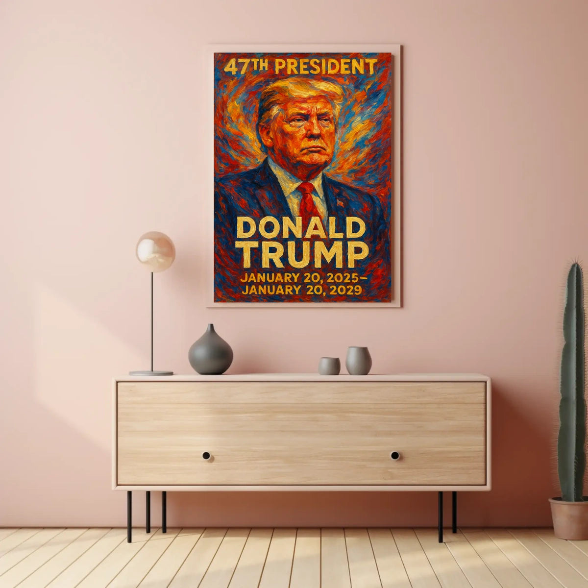 Donald Trump Fiery Leadership Resilience Impressionism Patriotic Motivational Poster