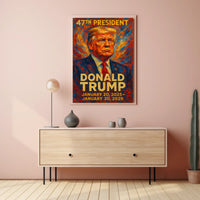 Donald Trump Fiery Leadership Resilience Impressionism Patriotic Motivational Poster