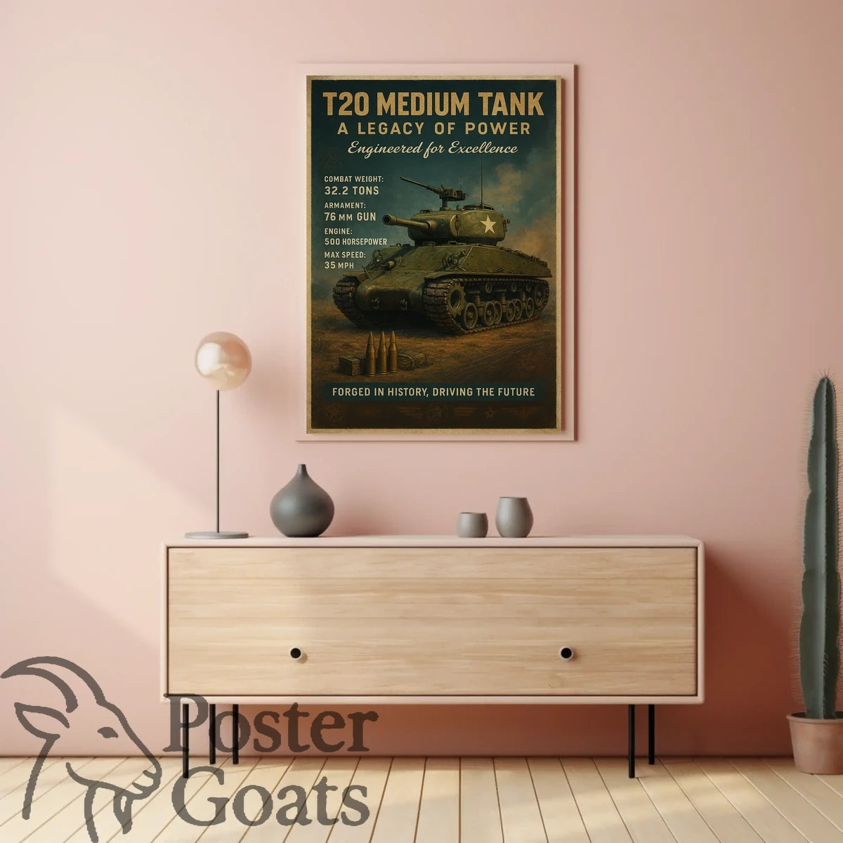 T20 Medium Tank Vintage Military Recruitment Poster