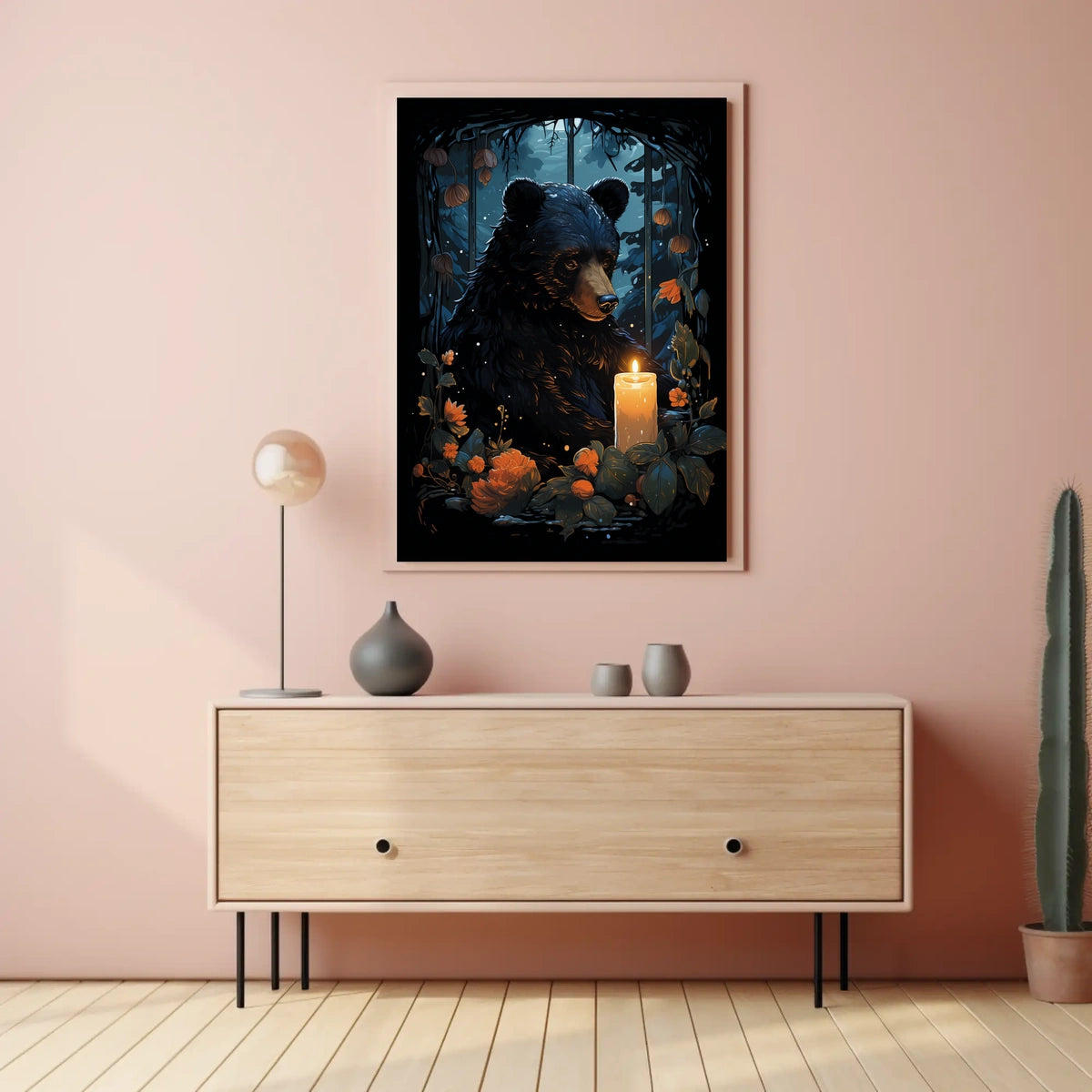 Bear In Candlelight Poster