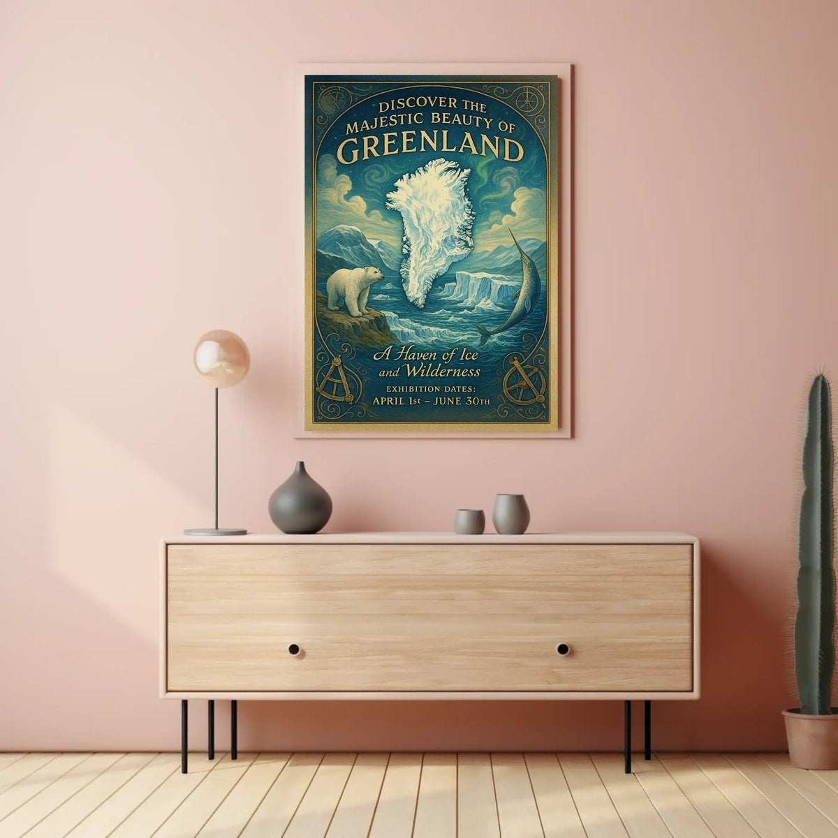 Greenland's Natural Beauty Exhibition Icy Landscapes Wildlife Poster