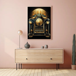 Vintage Art Deco Radio with Intricate Gold Detailing Poster