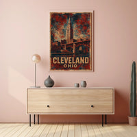 Cleveland Terminal Tower Vintage Travel Poster