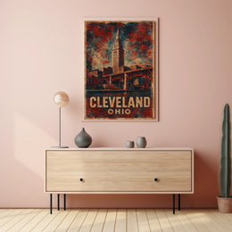 Cleveland Terminal Tower Vintage Travel Poster