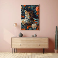 Majestic Leopard Floral Wall Art Print
