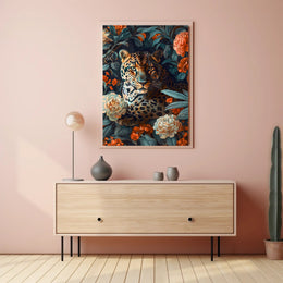 Majestic Leopard Floral Wall Art Print