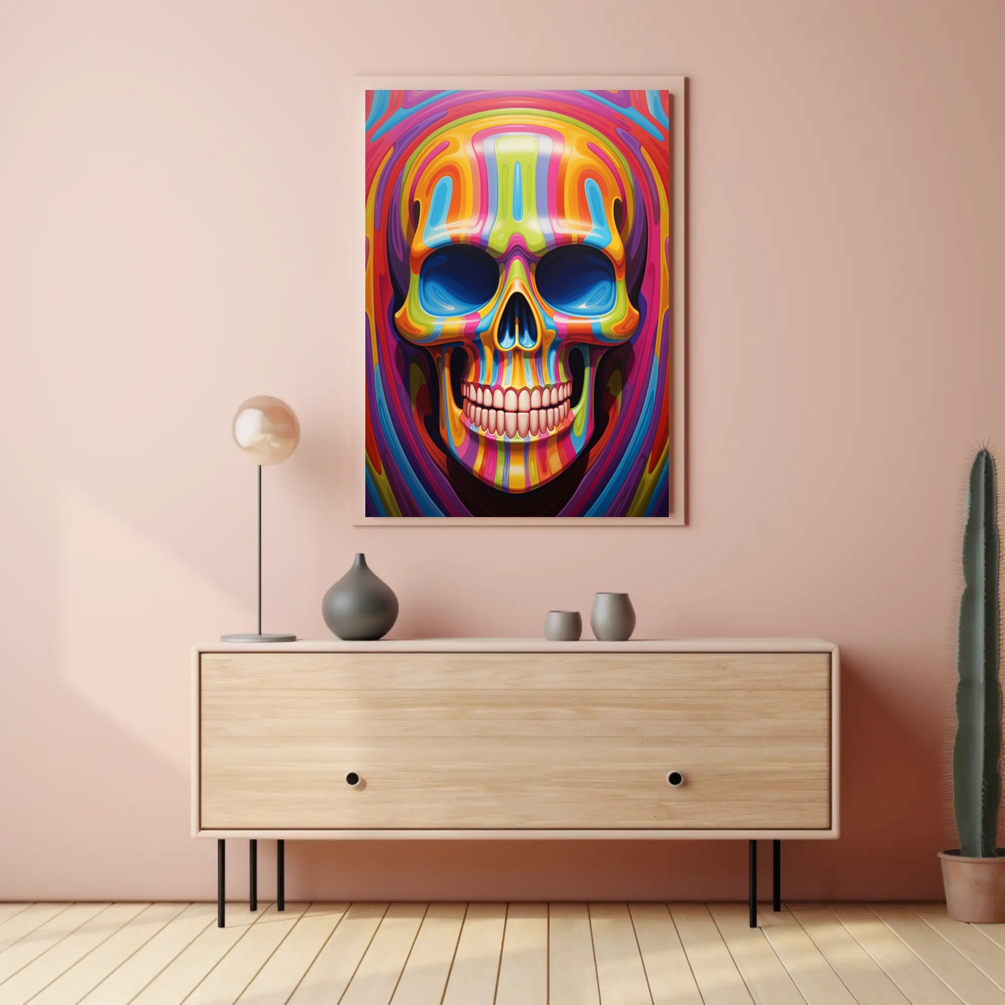 Vibrant Skull Art Poster PosterGoat