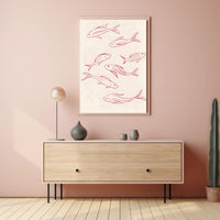 Flowing Fishes Minimalist Poster Wall Art Print