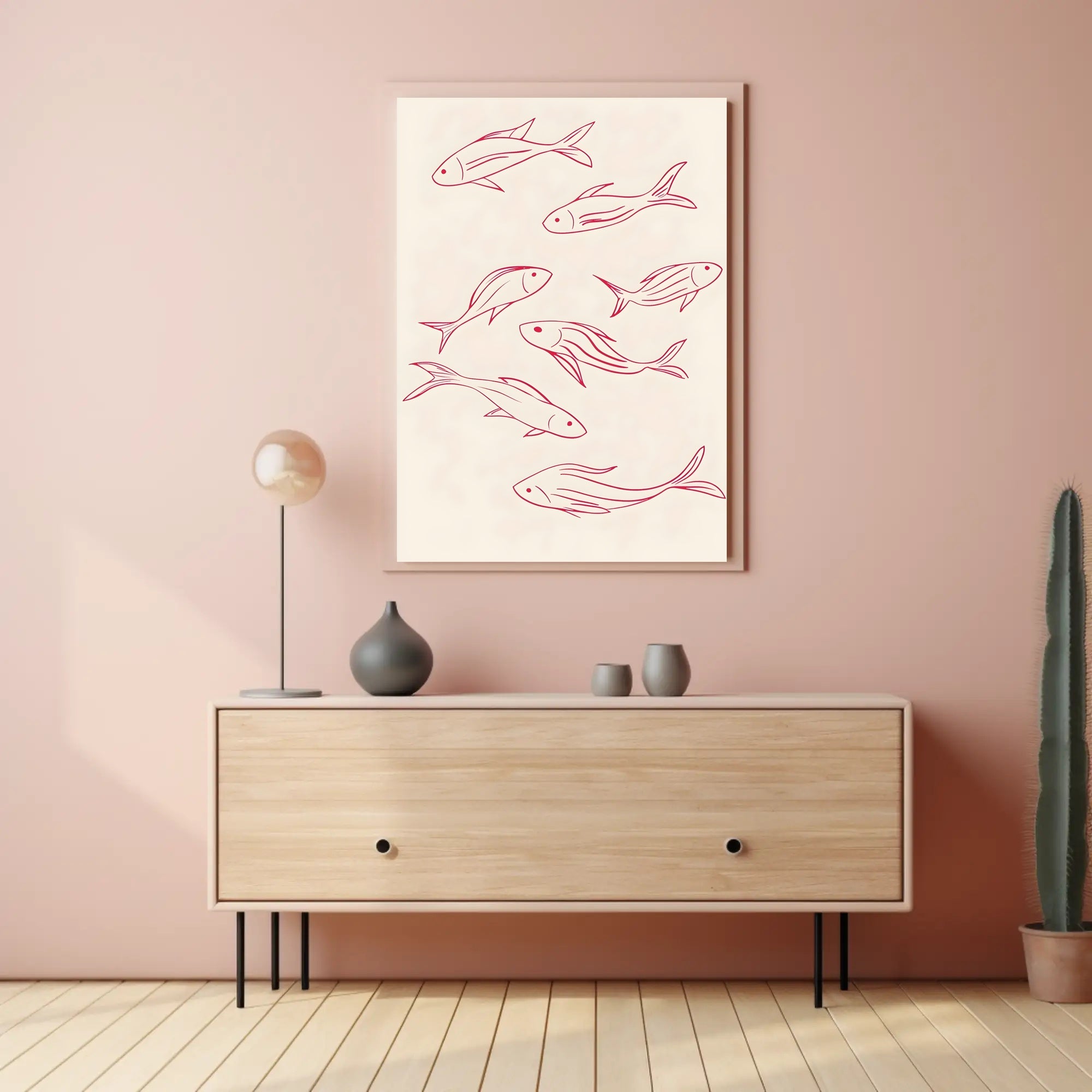 Flowing Fishes Minimalist Poster Wall Art Print