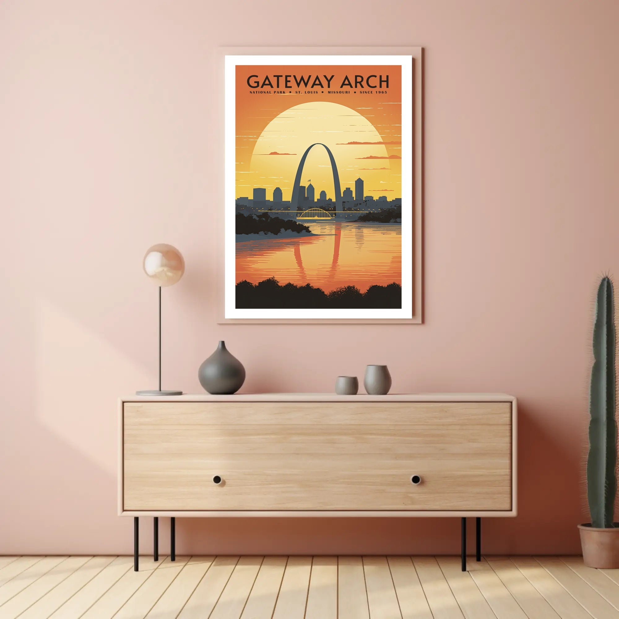 Gateway Arch Sunset Poster Travel Wall Art Print