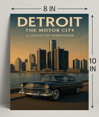 Detroit The Motor City Vintage Poster PosterGoat