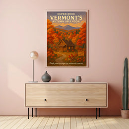 Vermont Autumn Scene Vintage Travel Poster