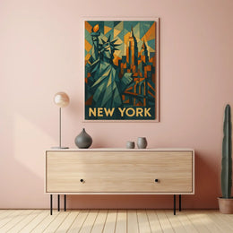 Cubist New York Poster Museum Quality Cityscape Office