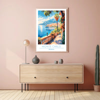 Monte Carlo Mediterranean View Vintage Travel Poster