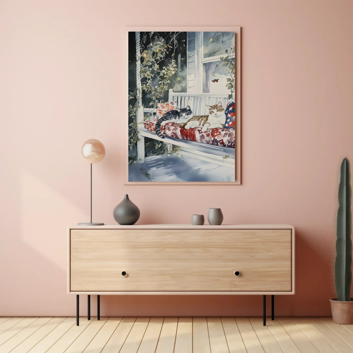 American Flag Street Scene Urban Wall Art Decor Poster