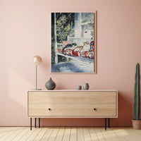 American Flag Street Scene Urban Wall Art Decor Poster