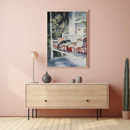 American Flag Street Scene Urban Wall Art Decor Poster