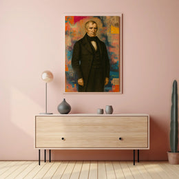 Distinguished Classical Portrait with Modern Abstract Artistic Poster