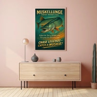 Muskellunge Adventure Vintage Fishing Poster for Anglers