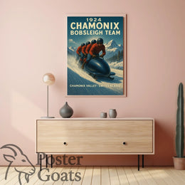 1924 Chamonix Bobsleigh Team Vintage Sports Poster