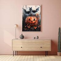 Spooky Pumpkin Scene Halloween Cultural or Heritage Poster