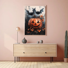 Spooky Pumpkin Scene Halloween Cultural or Heritage Poster