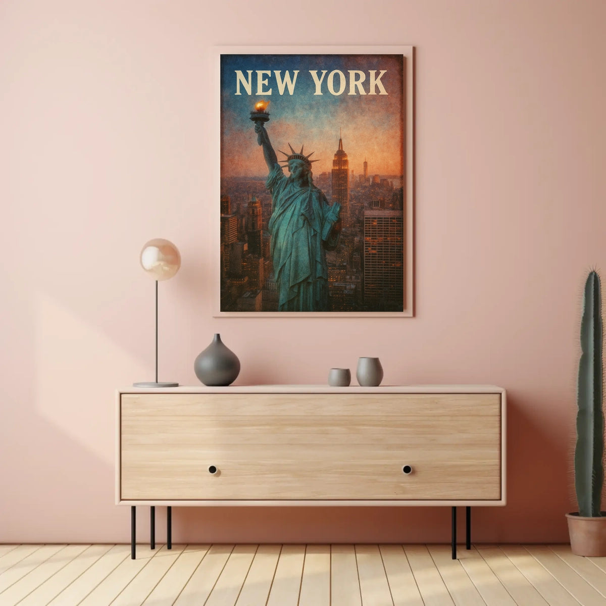New York Skyline With Statue Of Liberty Poster