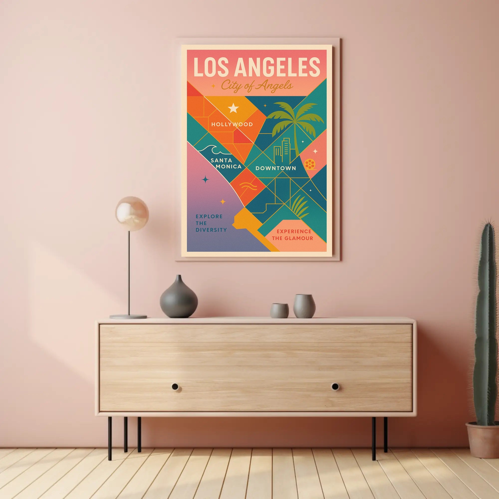 Vibrant Los Angeles Map Retro-Modern Travel Poster PosterGoat
