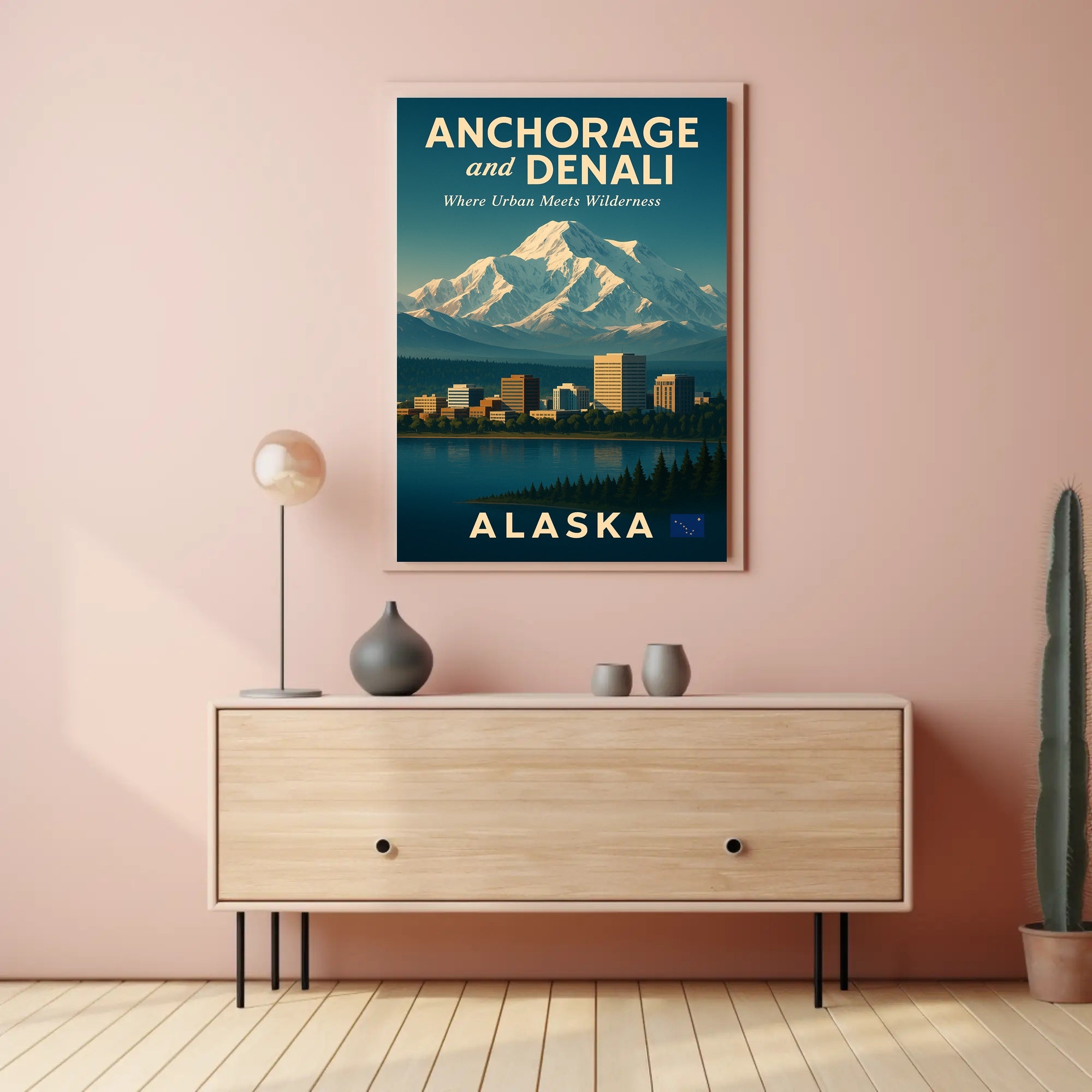 Anchorage and Denali Harmony Vintage Travel Poster PosterGoat