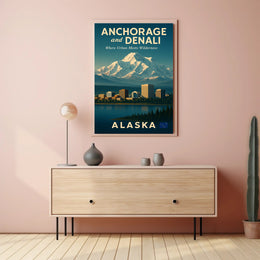 Anchorage and Denali Harmony Vintage Travel Poster PosterGoat