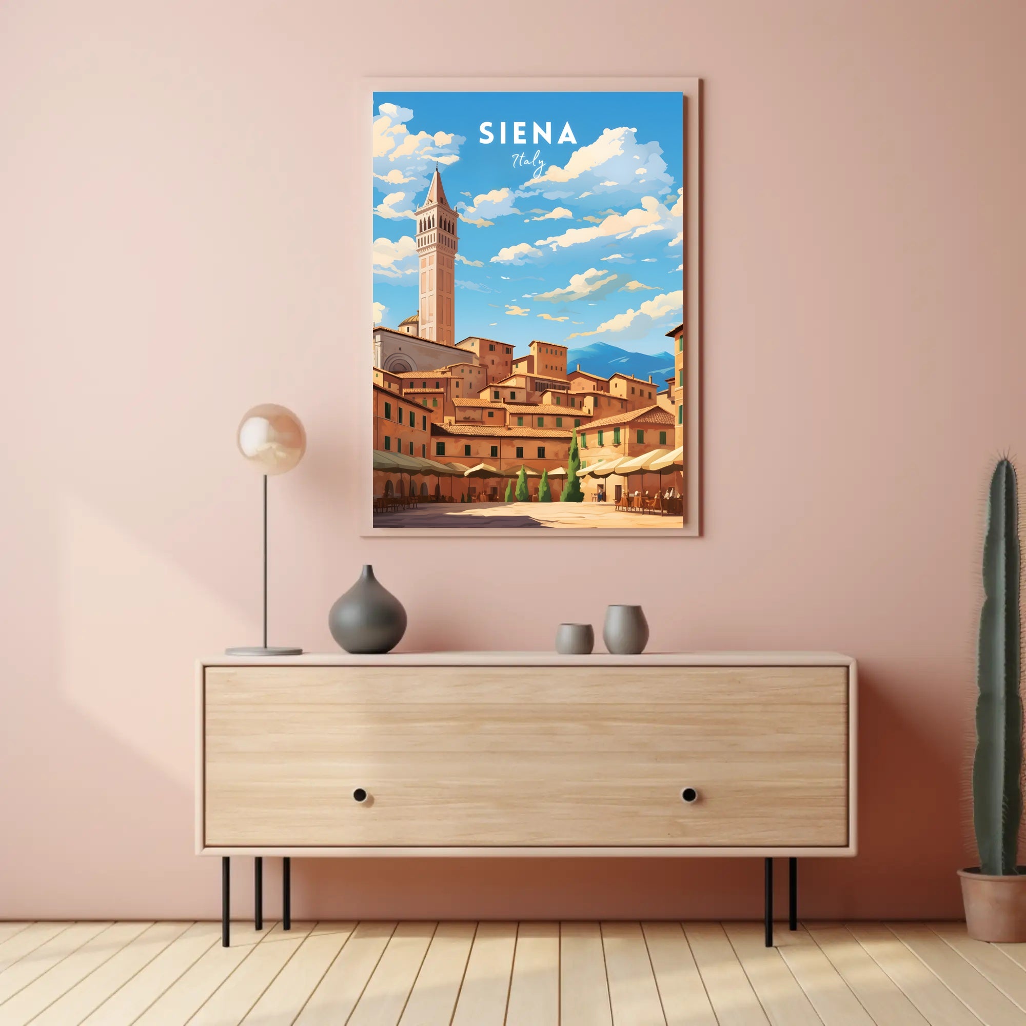 Siena Cityscape Art: Explore Tuscan Charm with Travel Poster