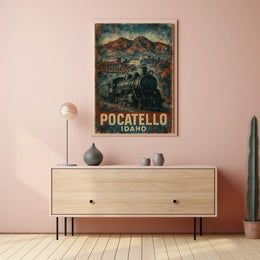Pocatello, Idaho Vintage Railway Poster