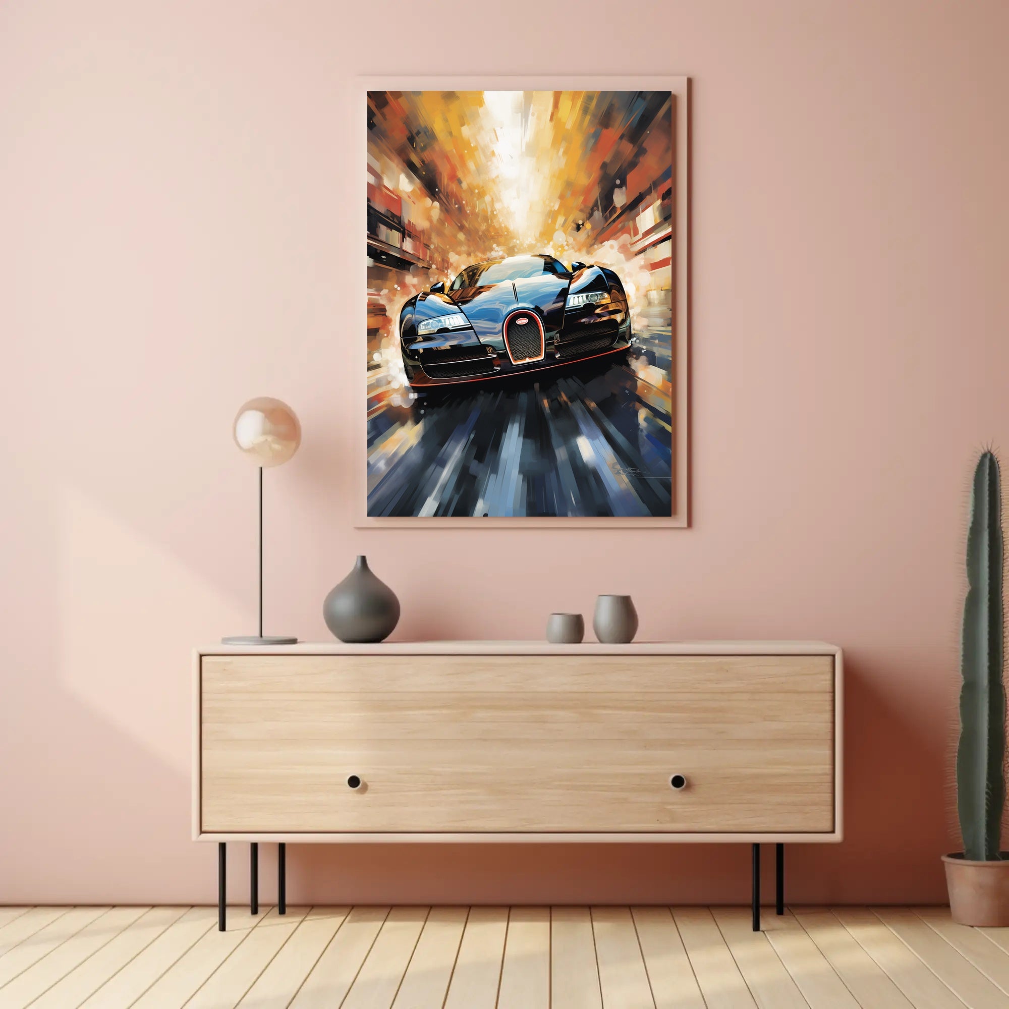 High-Speed Car in Urban Environment Futuristic Sci-Fi Poster