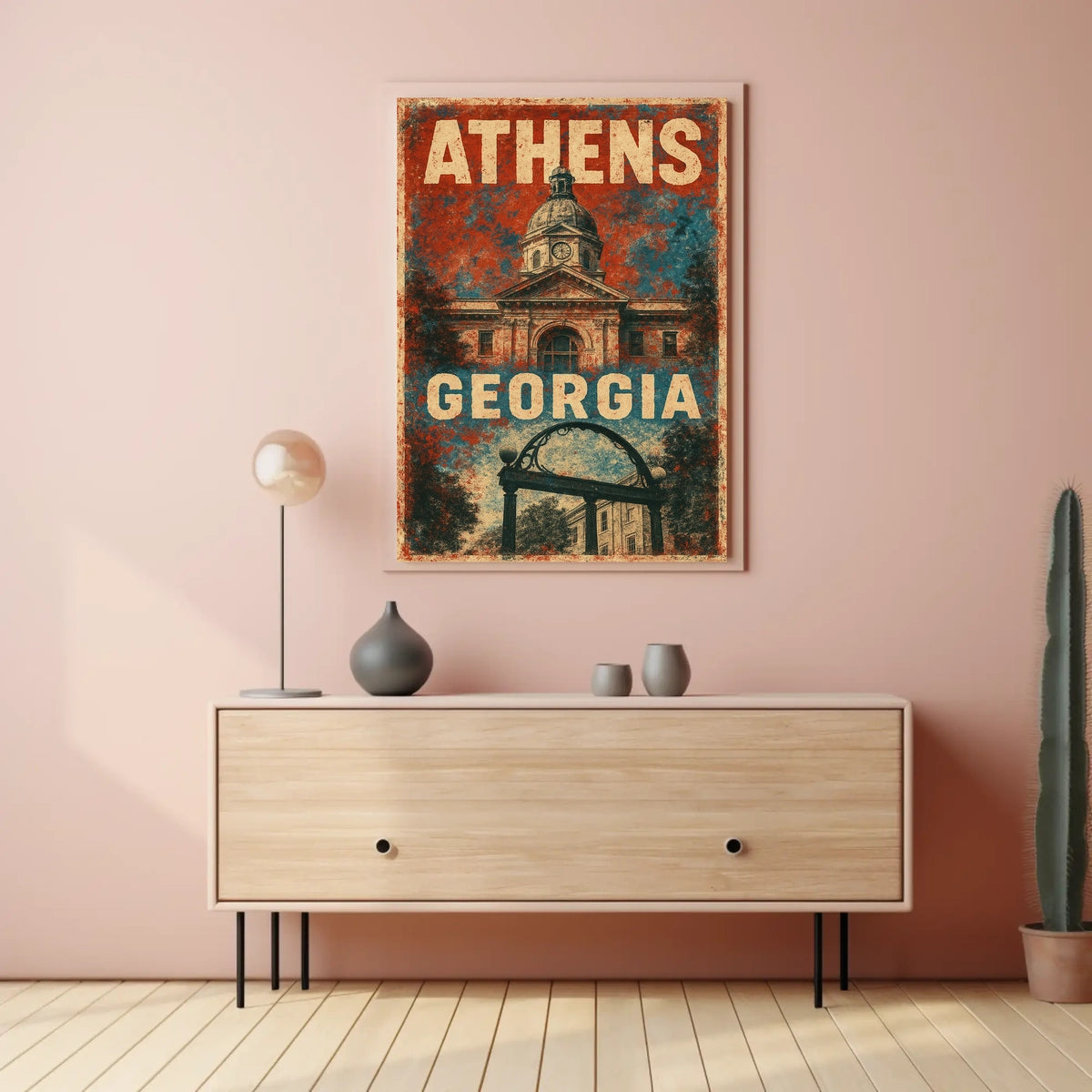 Athens Georgia Campus Town Vintage Poster