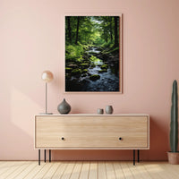Tranquil Forest Stream Artistic Nature Poster