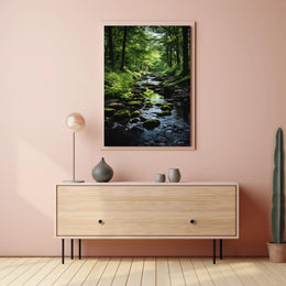 Tranquil Forest Stream Artistic Nature Poster