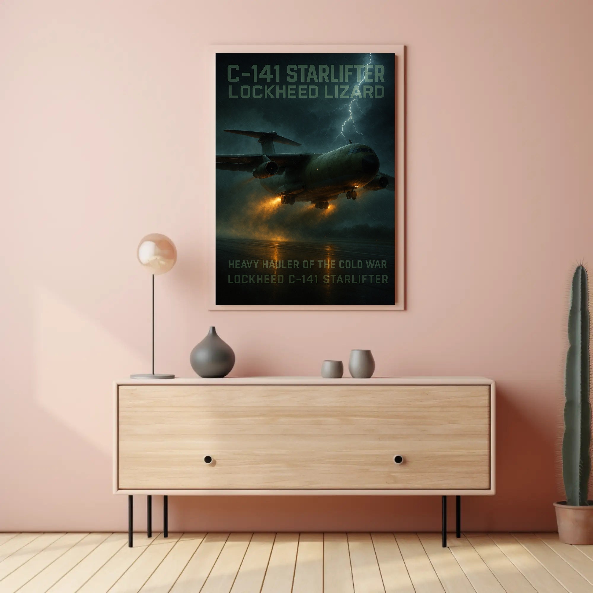 Military Aircraft Stormy Scene: C-141 Starlifter Poster