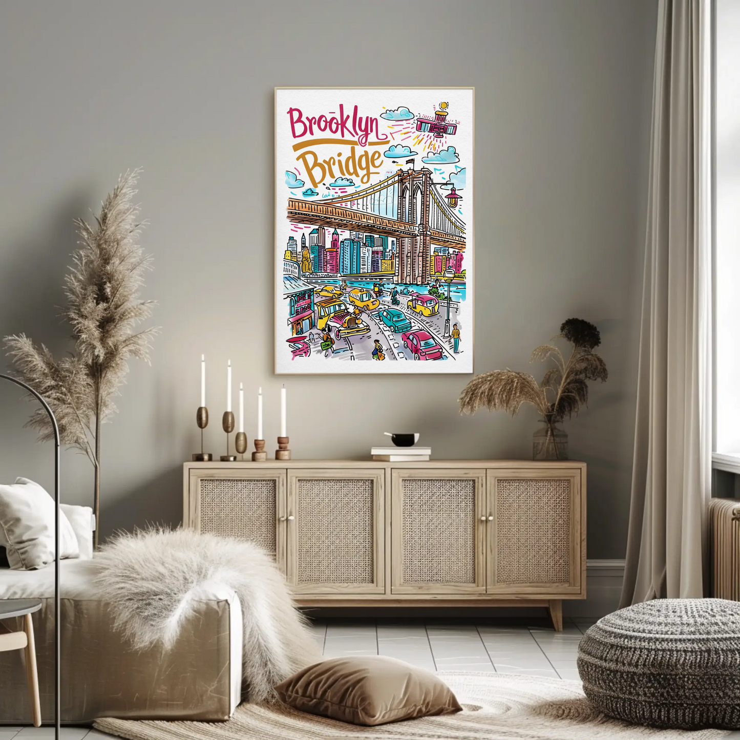 Brooklyn Bridge New York Iconic Landmark Travel Poster