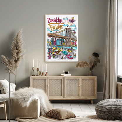 Brooklyn Bridge New York Iconic Landmark Travel Poster