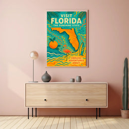 Florida Travel Poster Vintage Sunshine State Print